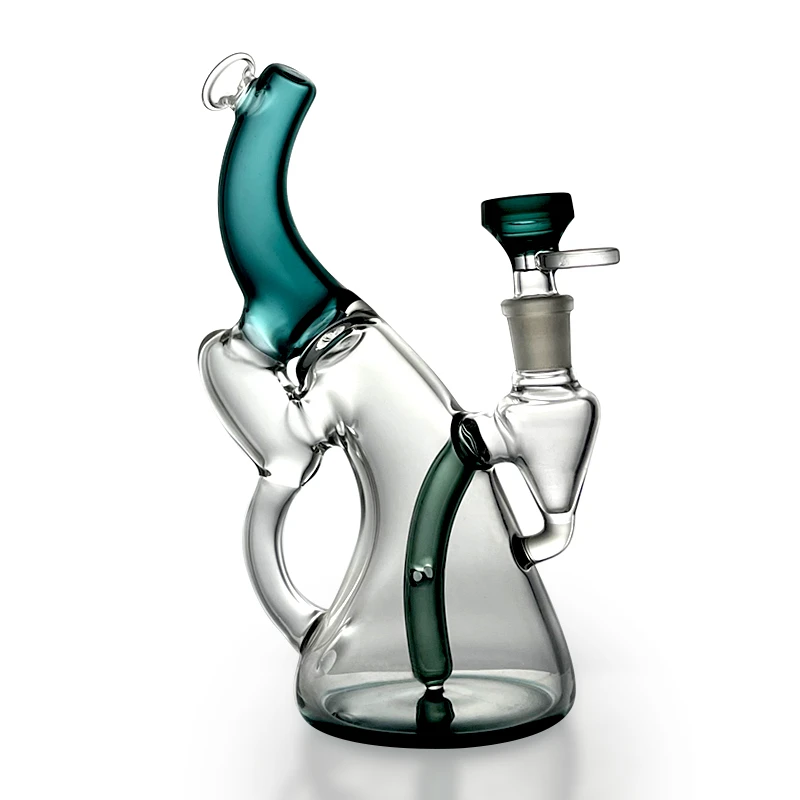 A small lake green hookah water bottle