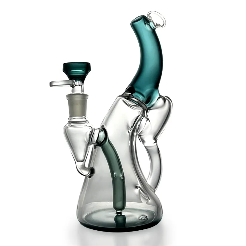 A small lake green hookah water bottle